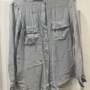 BCBGMaxAzria Gray Blouse with Collared Neckline